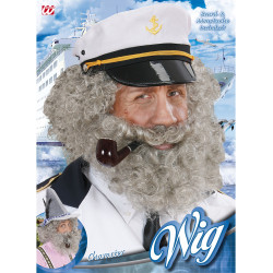 Paruka s vousy šedivá kudrnatá